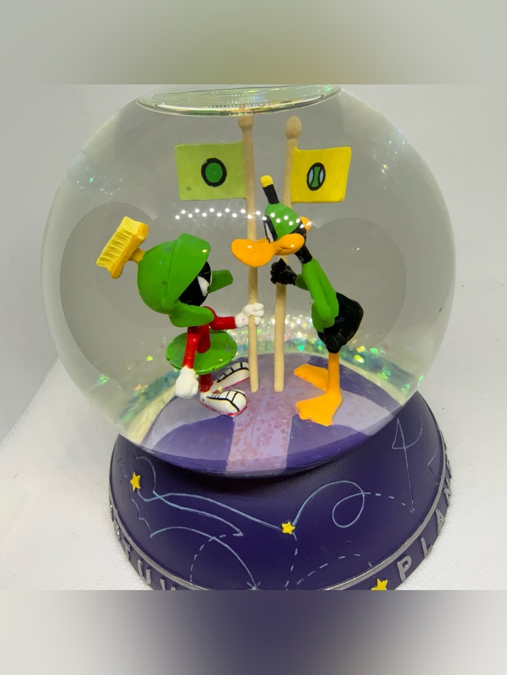 Warner Bros. Green and Yellow Marvin the Martian & Daffy Duck Snow Globe